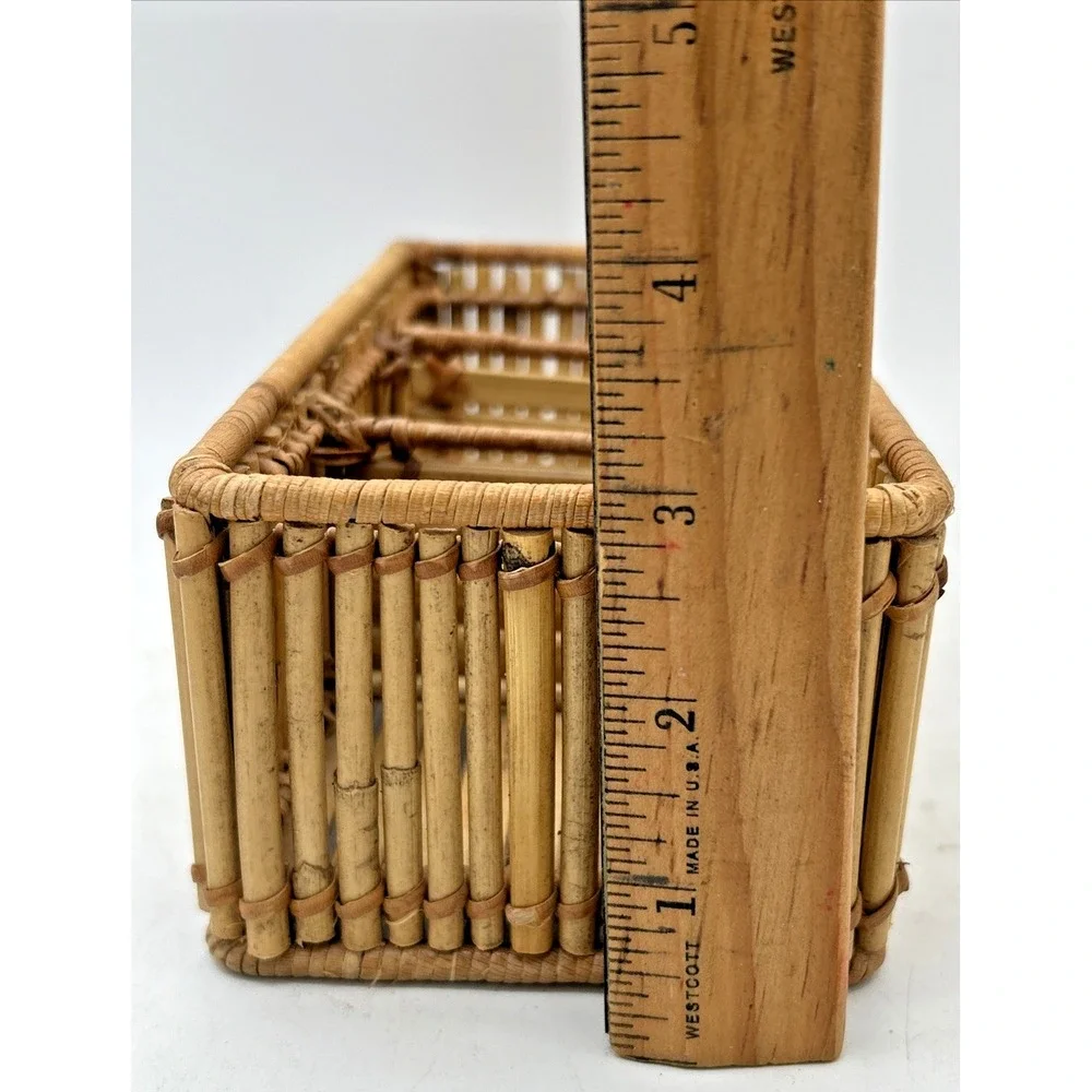 VTG MC Basket Pencil Reed Bamboo Rectangular Divided Philippines 8